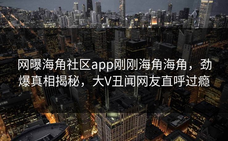 网曝海角社区app刚刚海角海角，劲爆真相揭秘，大V丑闻网友直呼过瘾