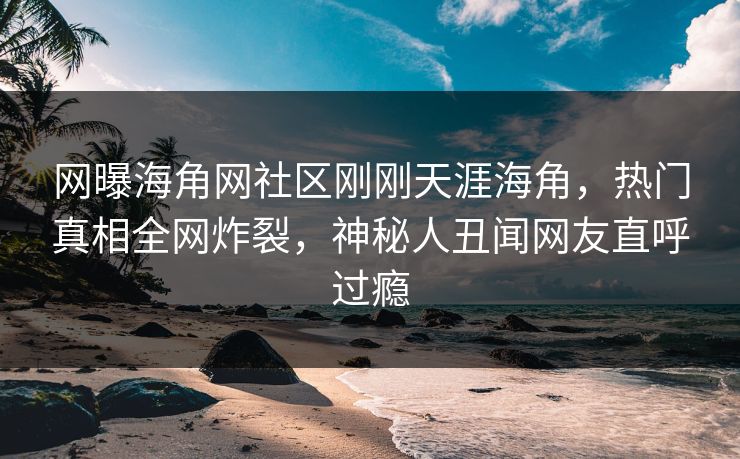 网曝海角网社区刚刚天涯海角，热门真相全网炸裂，神秘人丑闻网友直呼过瘾