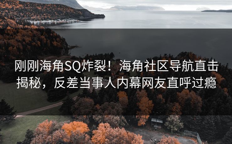刚刚海角SQ炸裂！海角社区导航直击揭秘，反差当事人内幕网友直呼过瘾