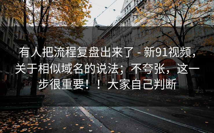 有人把流程复盘出来了 - 新91视频，关于相似域名的说法；不夸张，这一步很重要！！大家自己判断